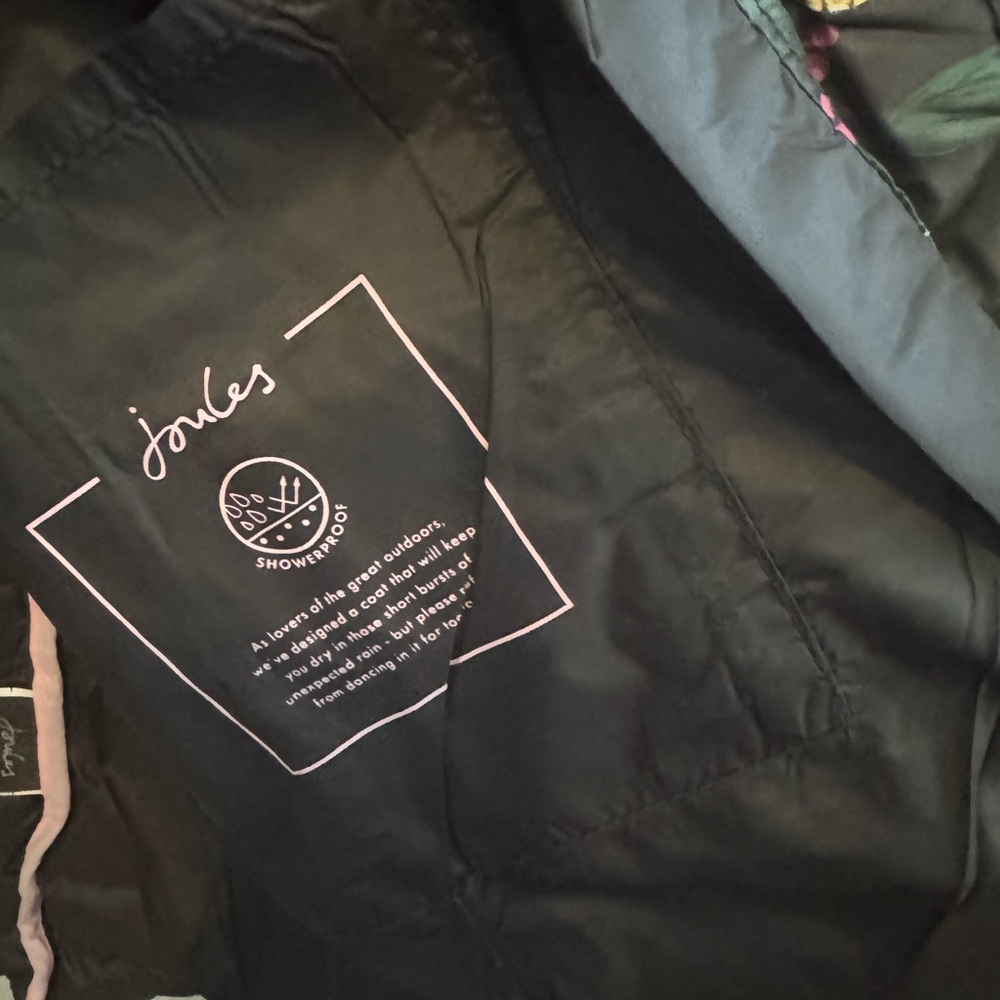 Joules Floral Puffer Jacket - Black with Multicolor Accents - Picture 7 of 8